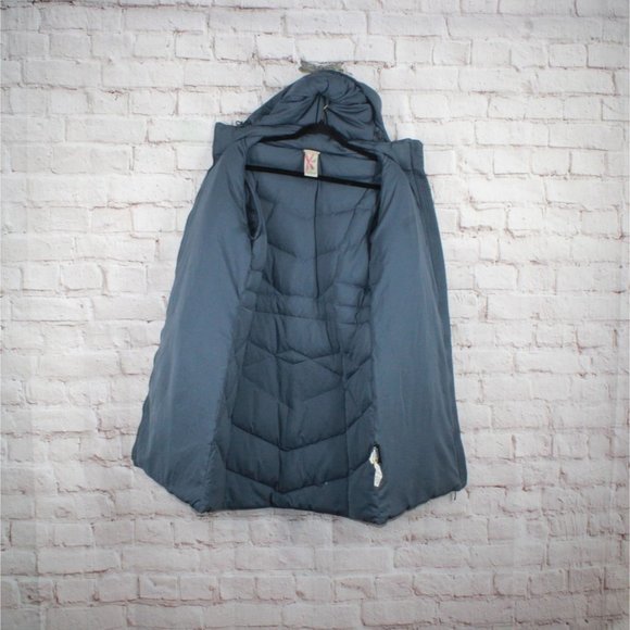 LL Bean Blue Polyester Stretch Full Zipper Down Puffer Hooded Coat M - Picture 5 of 9